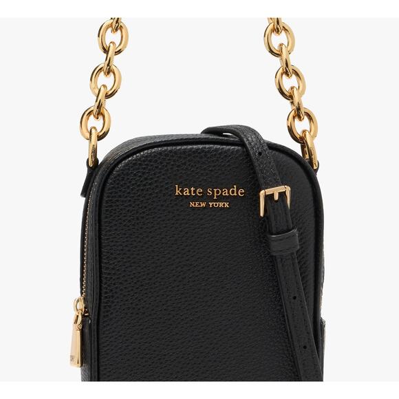 Kate Spade Jolie Chain Phone Leather Crossbody Purse KI517 Black - Picture 12 of 16